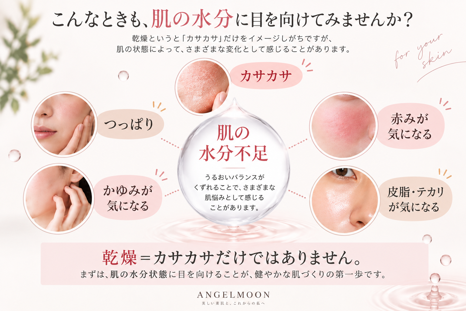乾燥はカサカサだけではないというANGELMOONの肌の見方