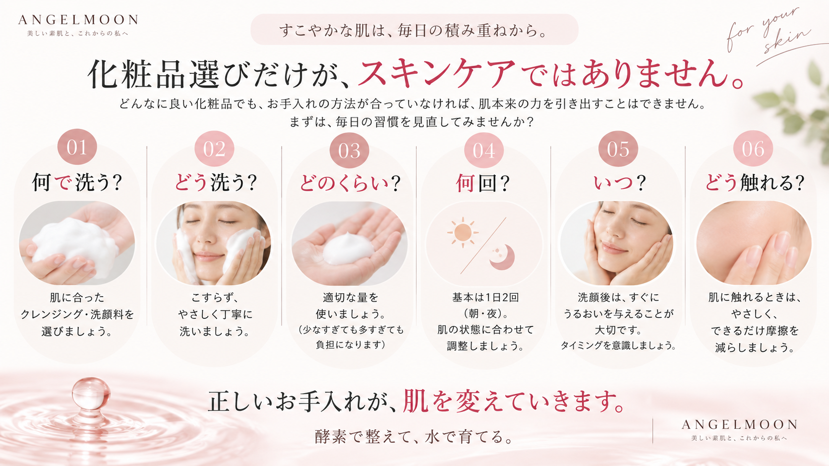 洗い方や量や回数やタイミングまで考える毎日のスキンケア